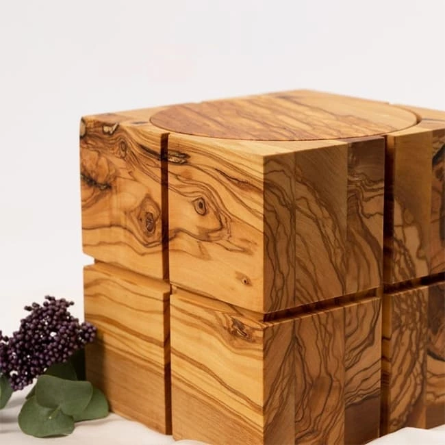 Olive Wooden Urn for Pet Ashes 0.79lbs