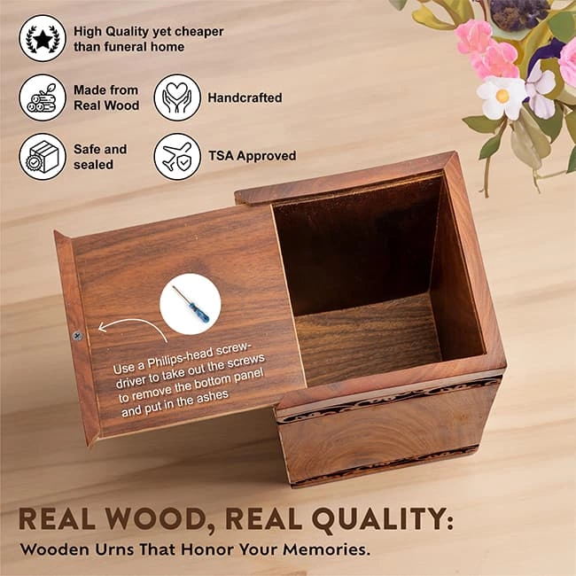 Rosewood Cremation Wooden Urn for Adults