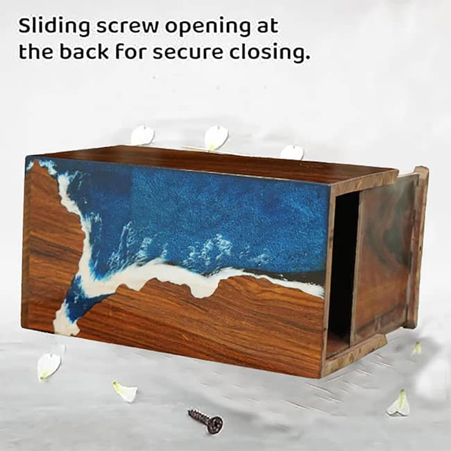 Epoxy Resin Paint Seaside Scene Rosewood Keepsake Cremation Box