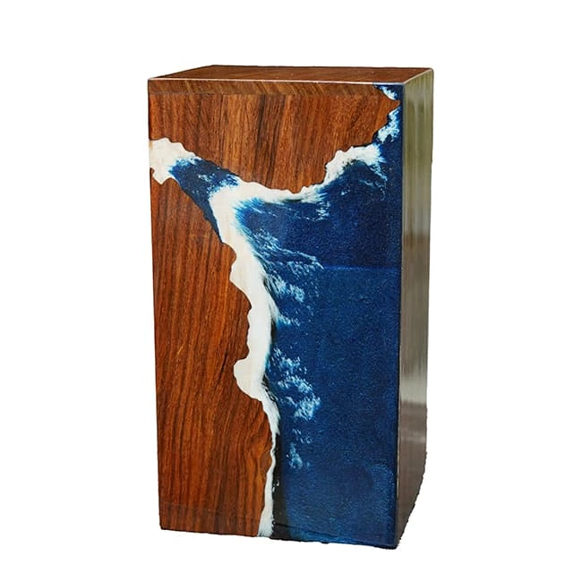 Epoxy Resin Paint Seaside Scene Rosewood Keepsake Cremation Box