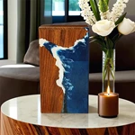 Epoxy Resin Paint Seaside Scene Rosewood Keepsake Cremation Box