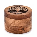 Engrave Diffent Patten Small Cylindrical Wooden Urns for Ashes