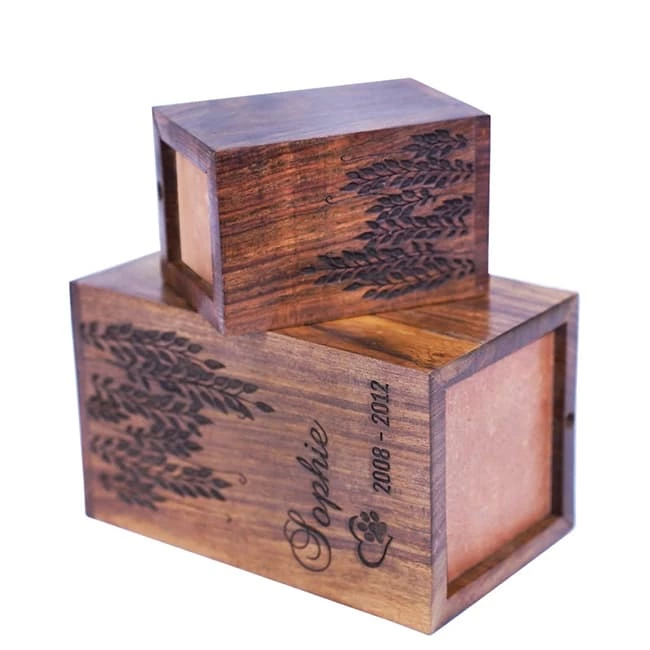 Vividly Pattern Walnut Cremation Pet Urn