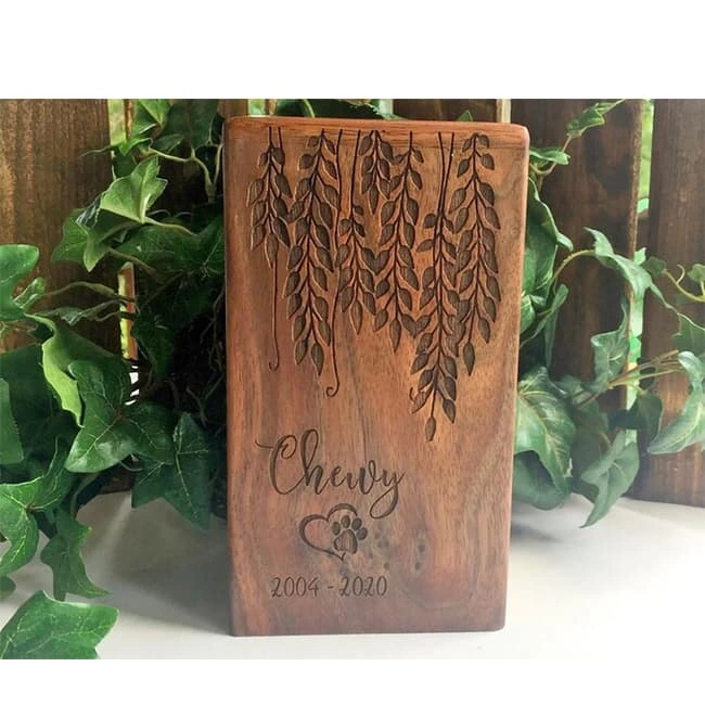 Vividly Pattern Walnut Cremation Pet Urn