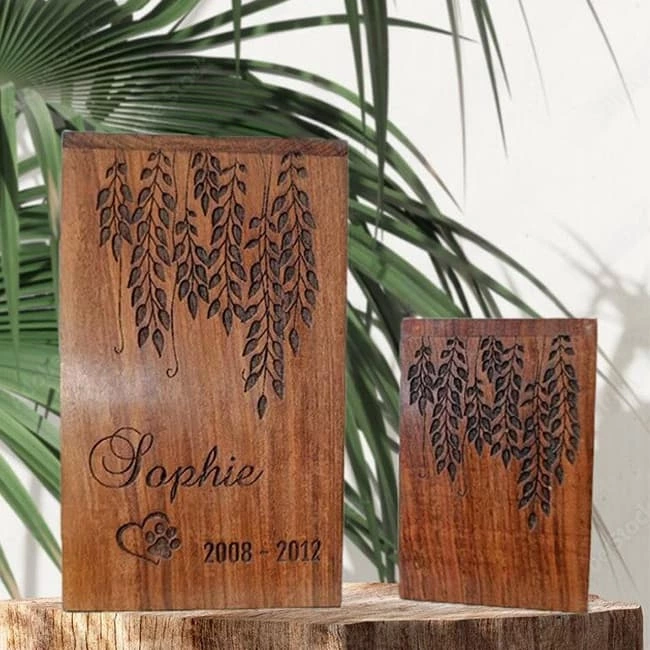 Vividly Pattern Walnut Cremation Pet Urn
