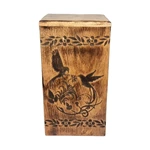 Twin Birds Pattern Wood Urn for Human Ashes