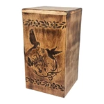 Twin Birds Pattern Wood Urn for Human Ashes
