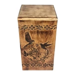 Twin Birds Pattern Wood Urn for Human Ashes