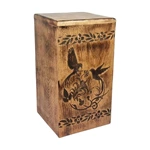 Twin Birds Pattern Wood Urn for Human Ashes