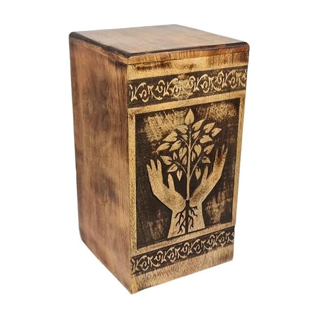 Tree of Life Pattern Wooden Cremation Boxes for Humans