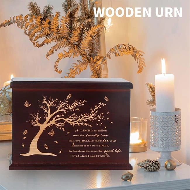 Tree of Life Pattern Wooden Cremation Boxes for Humans