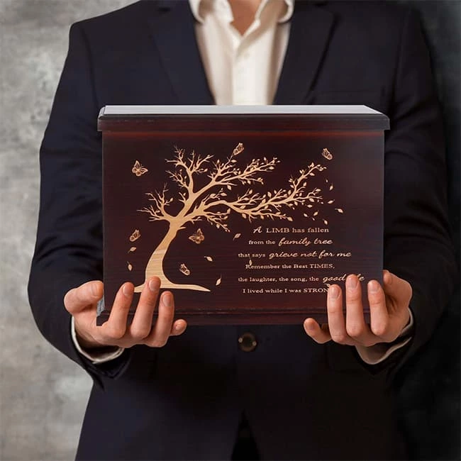 Tree of Life Pattern Wooden Cremation Boxes for Humans