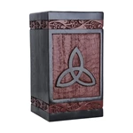 Solid Mango Wooden Dog Urns for Ashes Trinity Knot Pattern