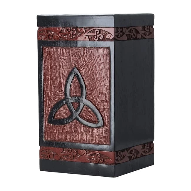 Solid Mango Wooden Dog Urns for Ashes Trinity Knot Pattern