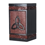 Solid Mango Wooden Dog Urns for Ashes Trinity Knot Pattern