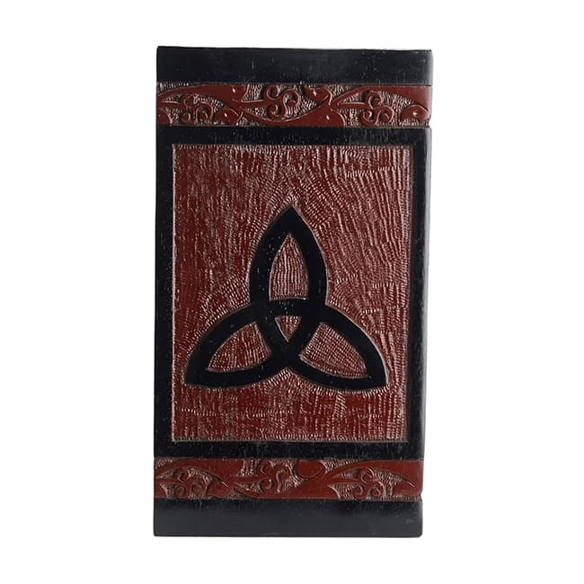 Solid Mango Wooden Dog Urns for Ashes Trinity Knot Pattern