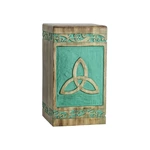 Solid Mango Wooden Dog Urns for Ashes Trinity Knot Pattern