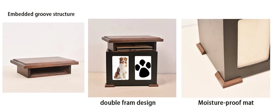 Double Frame Design Wooden Urn for Dog Ashes