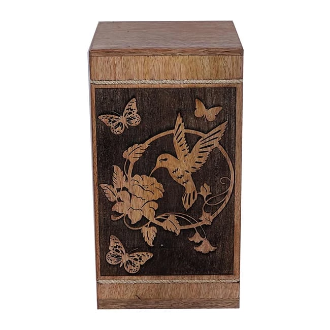 Bird Pattern Wooden Urns for Human Ashes