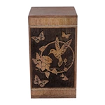 Bird Pattern Wooden Urns for Human Ashes