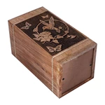 Bird Pattern Wooden Urns for Human Ashes