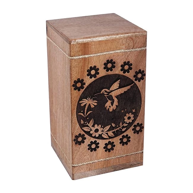 Bird Pattern Wooden Urns for Human Ashes