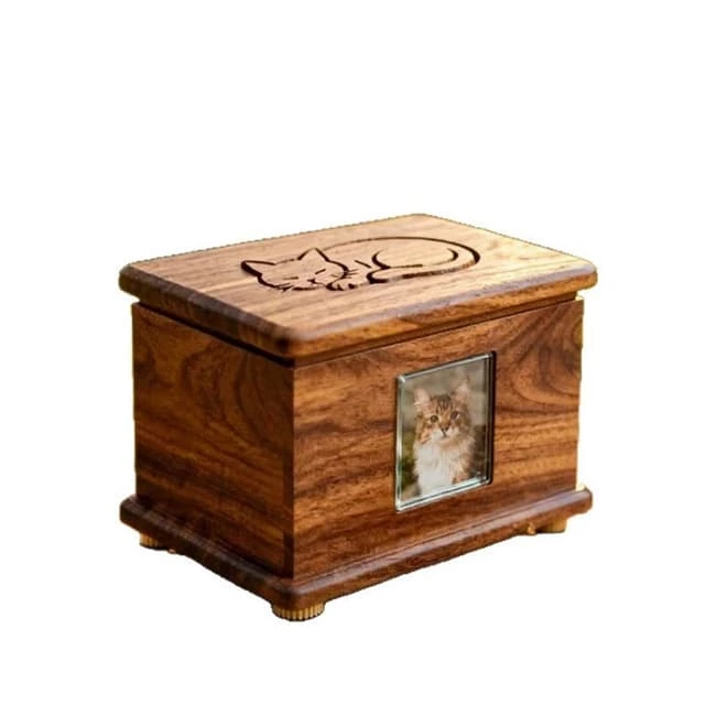 Lovely Engraving Cat Cremation Urn for Ashes