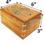 Handmade Wood Cremation Urns Cross with Angel Wings Pattern