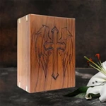 Handmade Wood Cremation Urns Cross with Angel Wings Pattern