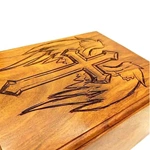 Handmade Wood Cremation Urns Cross with Angel Wings Pattern