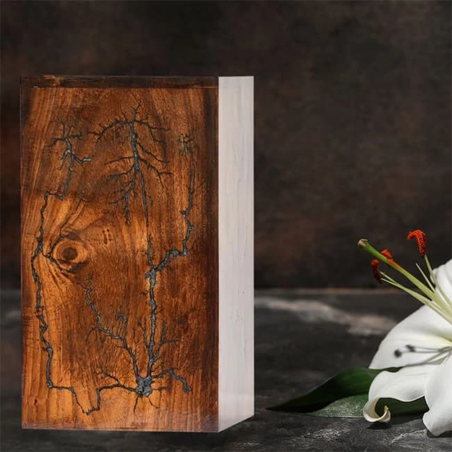 Thunderstorm lightning Pattern Handmade Wooden Urns