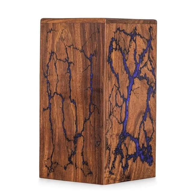 Thunderstorm Lighting Pattern Decoration Handmade Wood Cremation Urns