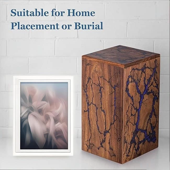 Thunderstorm Lighting Pattern Decoration Handmade Wood Cremation Urns