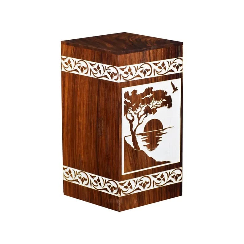 Engravings Pattern Wooden Cremation Urn for Human or Pets
