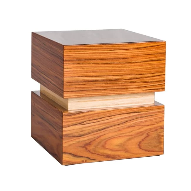 Wooden Cremation Urn for Human or Pet Ashes Handcrafted Cube Design
