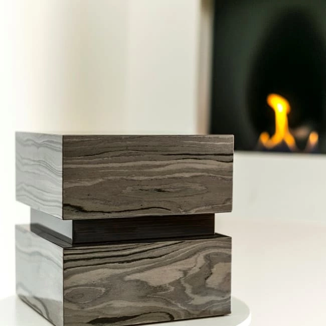 Wooden Cremation Urn for Human or Pet Ashes Handcrafted Cube Design