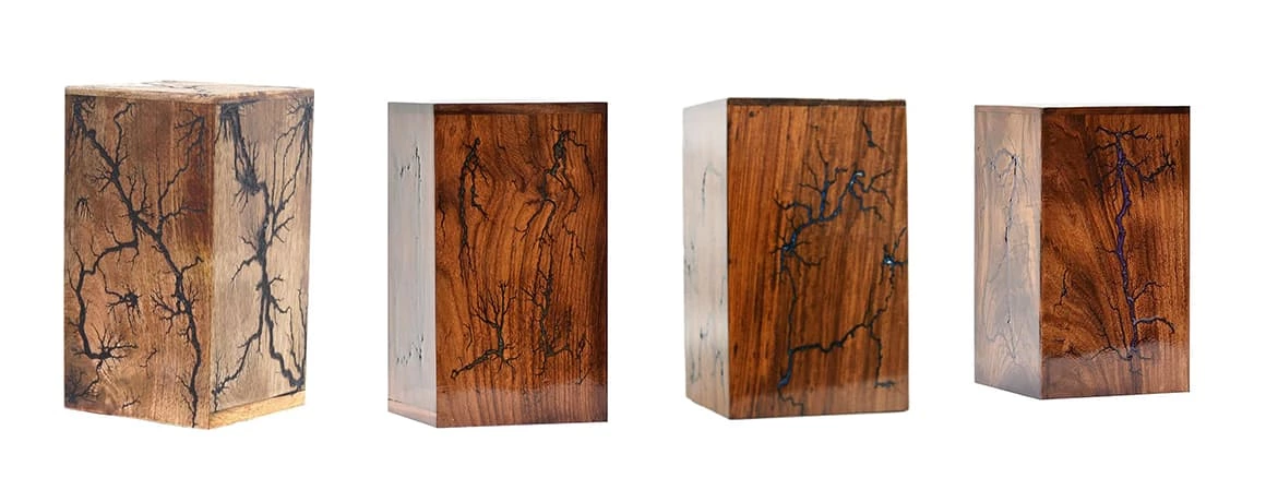 Different lightning Pattern Wooden Cremation Urns for Adults