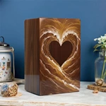 Handmade Wooden Heart Pattern Cremation Urn