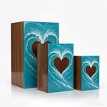 Handmade Wooden Heart Pattern Cremation Urn