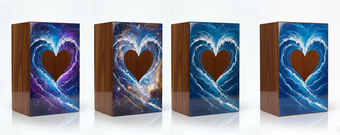 Handmade Wooden Heart Pattern Cremation Urn