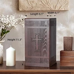 Wooden Urn for Human Ashes Carved Cross Pattern