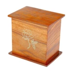 Carving Rose Pattern Wood Urn Box