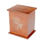 Carving Rose Pattern Wood Urn Box