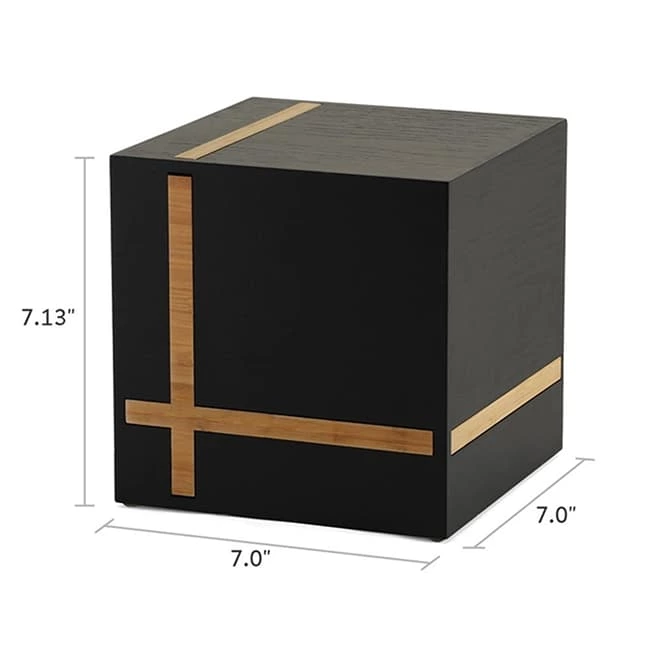 Cremation Urn Box with Cross Inlay Design
