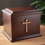 Cross Pattern Engraved Wooden Adult Ashes