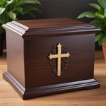 Cross Pattern Engraved Wooden Adult Ashes