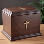Cross Pattern Engraved Wooden Adult Ashes