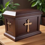 Cross Pattern Engraved Wooden Adult Ashes