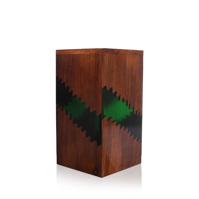 Green Epoxy Inlay Rosewood cremation Urn