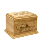 Fisherman Wood Cremation Urn for Human Ashes